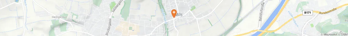 Map representation of the location for Paracelsus-Apotheke Mils in 6068 Mils